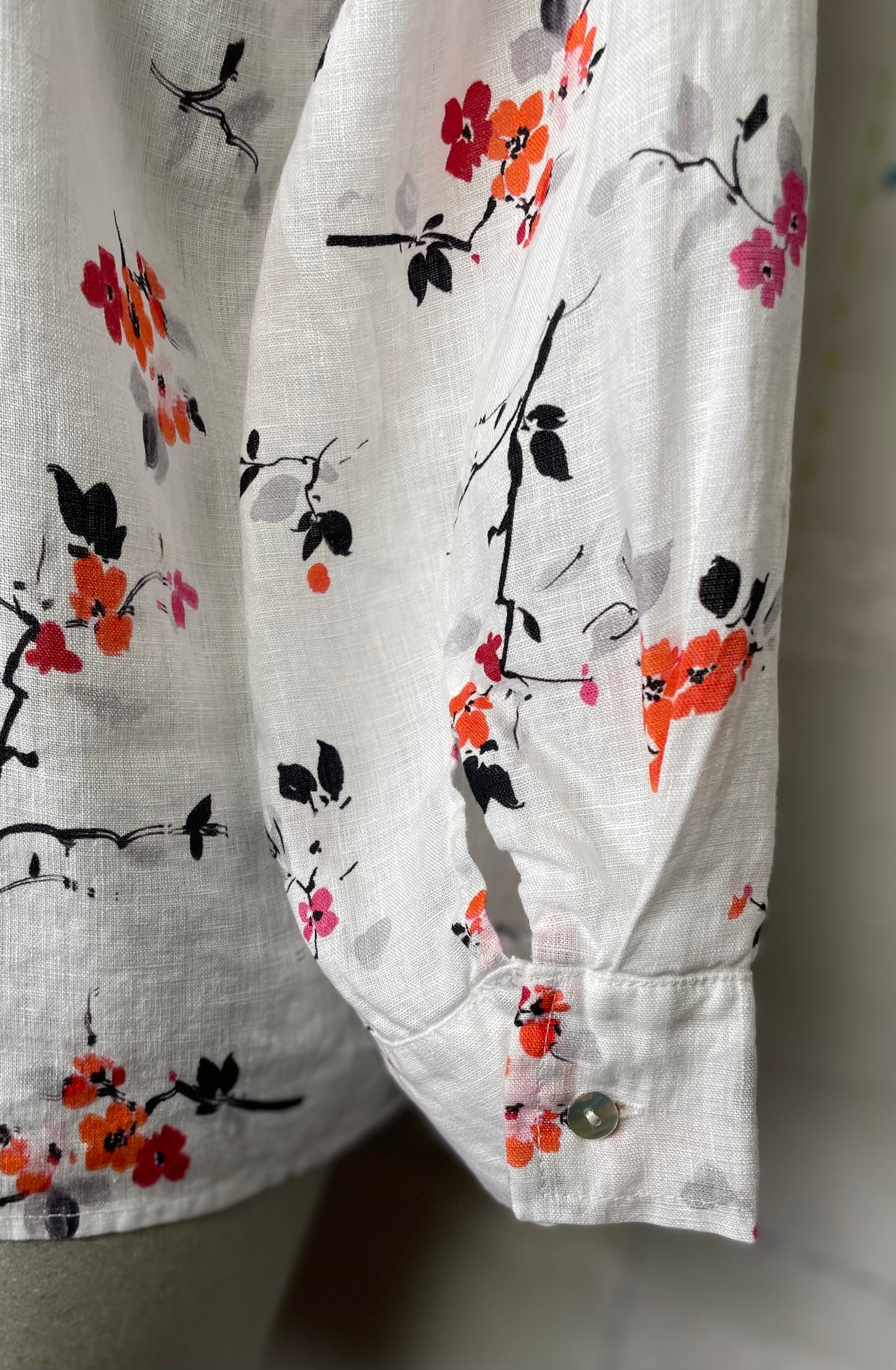 Cut Loose  ~ Linen Crop Shirt-Laundered Cherry Blossom