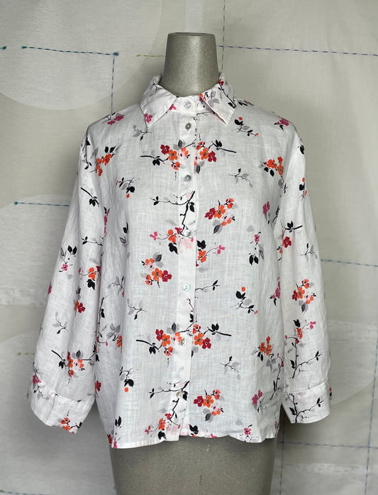 Cut Loose  ~ Linen Crop Shirt-Laundered Cherry Blossom