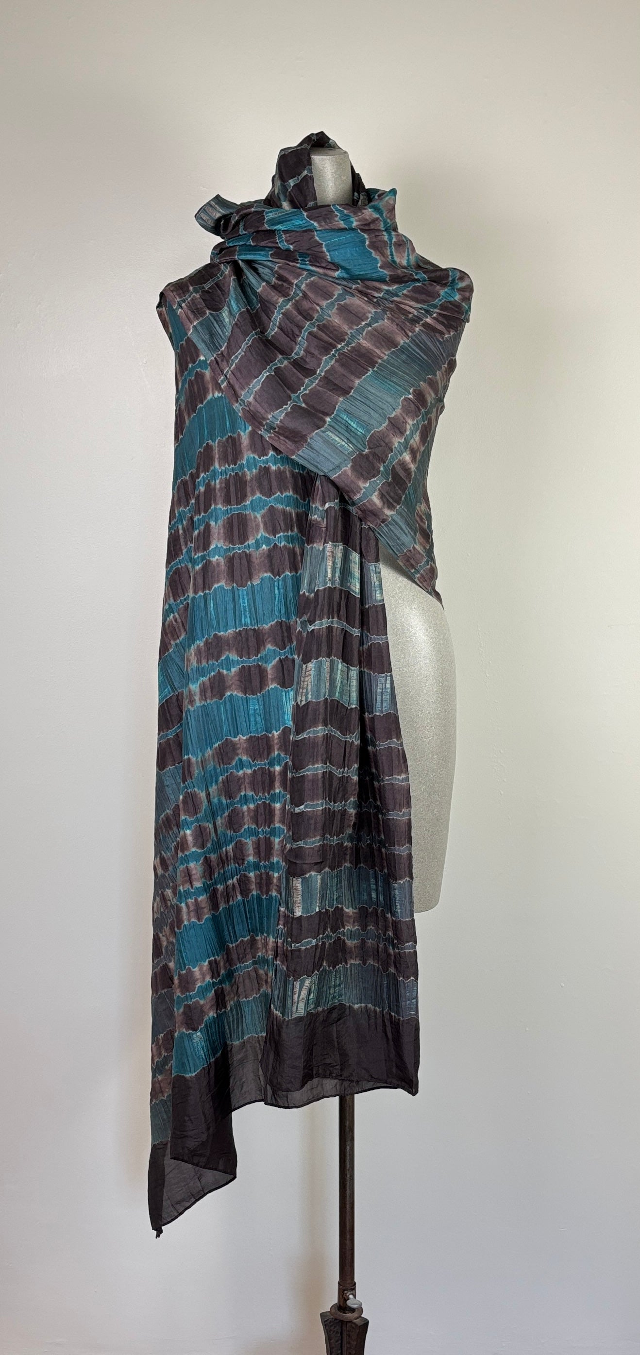Neeru Kumar  ~  Silk Scarf - Teal/Brown
