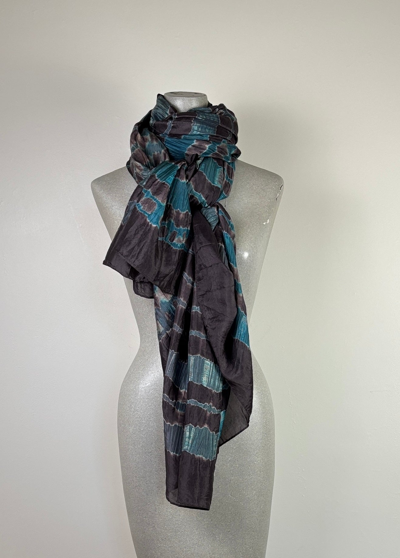Neeru Kumar  ~  Silk Scarf - Teal/Brown