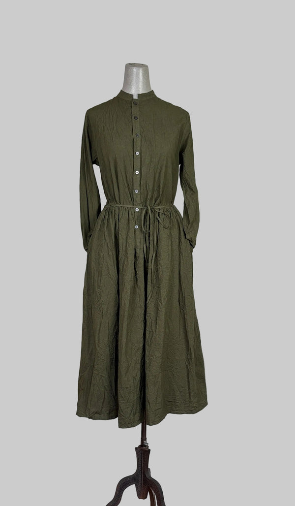 Pas de Calais  ~  Cotton Typewriter Dress - Khaki