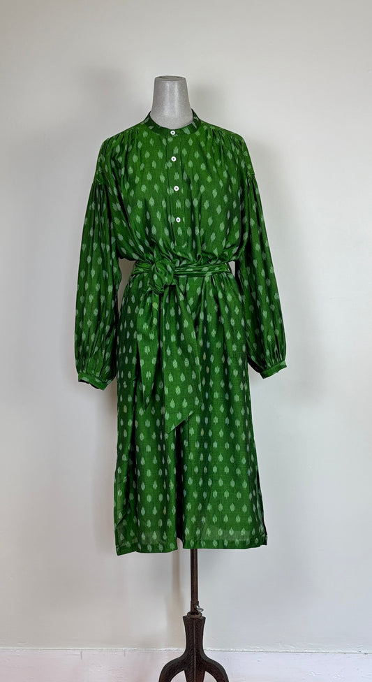 Uqnatu  ~  Popover Dress - Persian Green Ikat