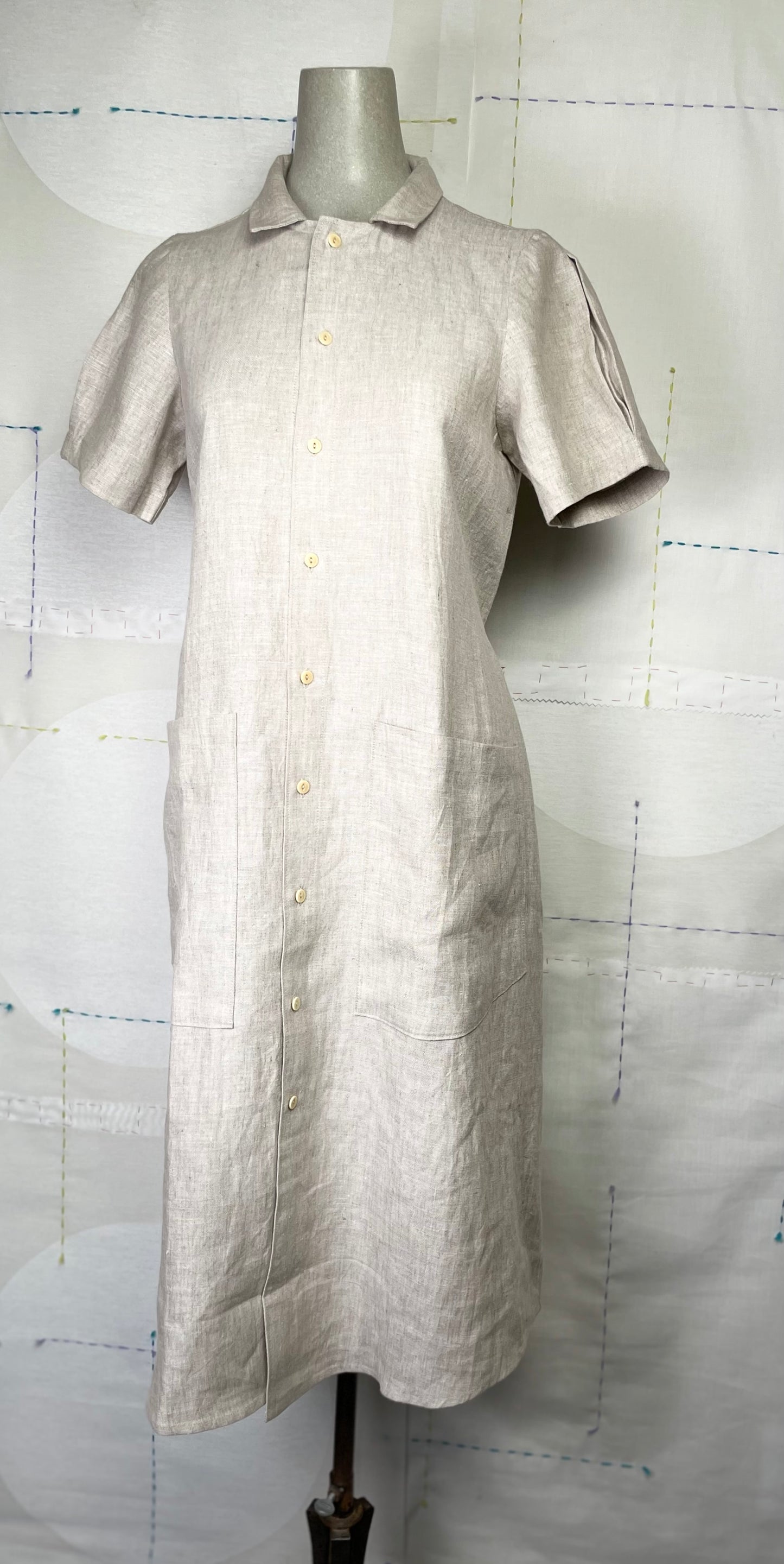 UQNQTU  ~  SS Shirt Dress - Natural Linen