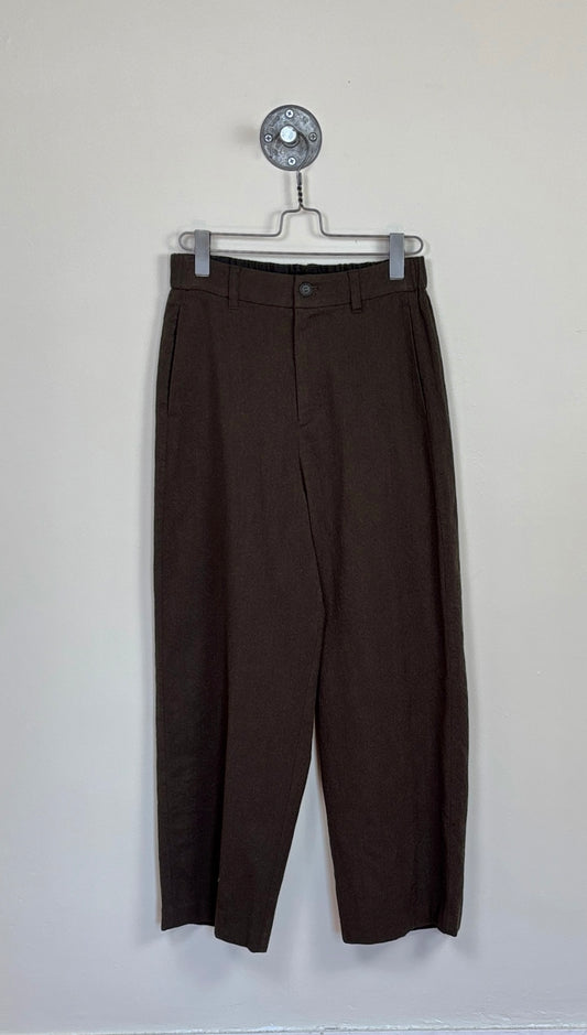 Pas de Calais  ~  Mulesing-Free Wool/Cotton Wide Pants - Khaki