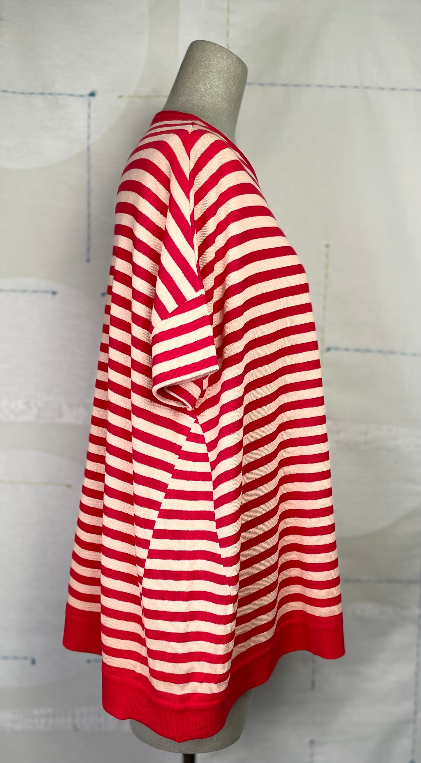 KnitKnit  ~  Striped Short Sleeve Sweater - Rosso/Rosa