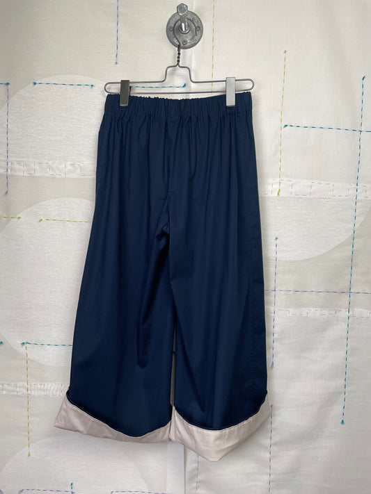 KnitKnit  ~  Wide Ankle Pants - Blue/Beige