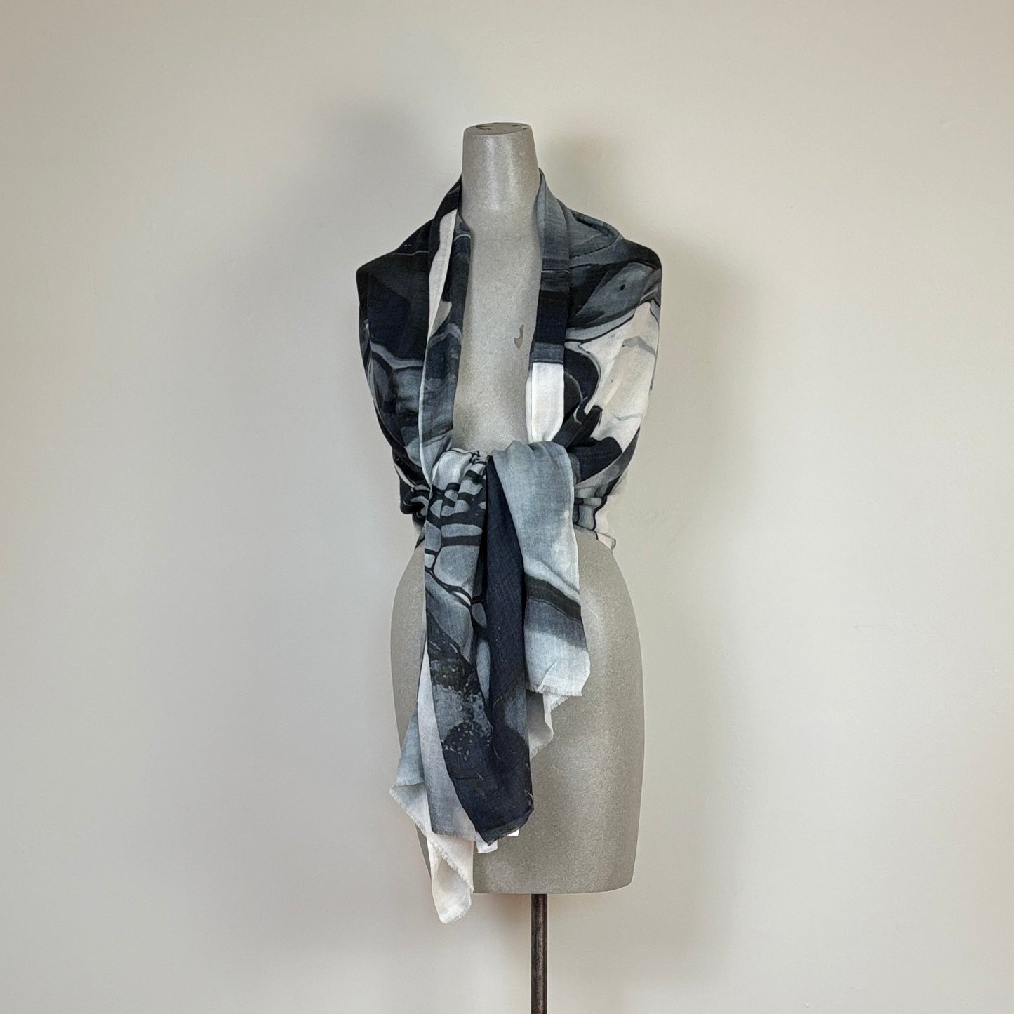 MSquare  ~  Printed Cashmere Scarf - Black/Gray