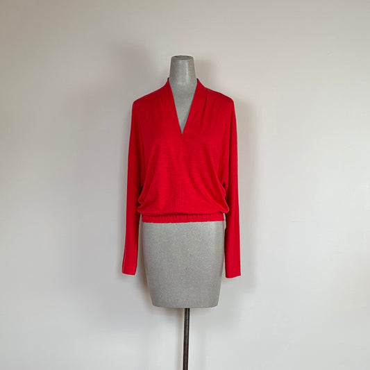 Lilla P. ~  Shawl Collar Wedge Top - Cherry