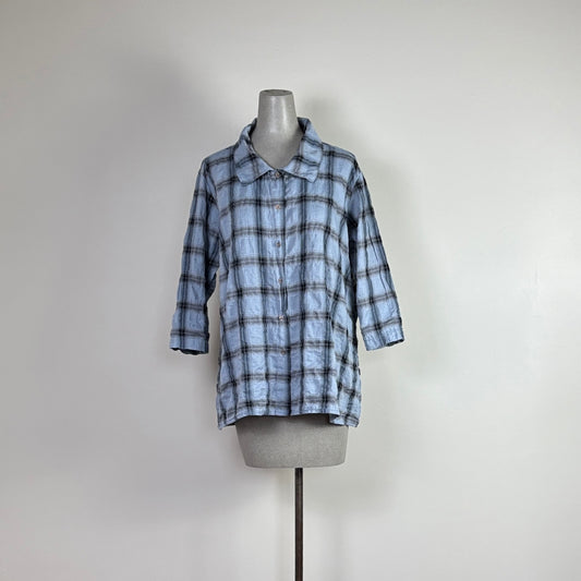 Cut Loose  ~  Crinkle Plaid Shirt - Tidal