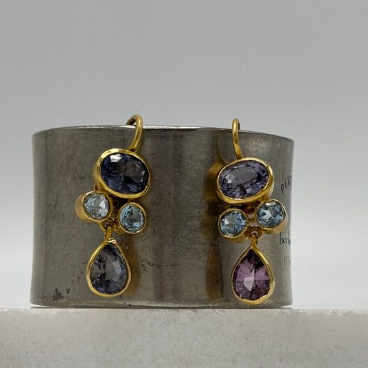 Rebecca Brenner Jewelry  ~  Multi Color Faceted Spinels in 14K Gold Bezel Settings