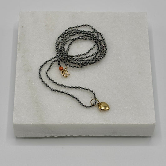 Rebecca Brenner Jewelry  ~  Tiny Faceted Labradorite with 14K Gold Heart Charm