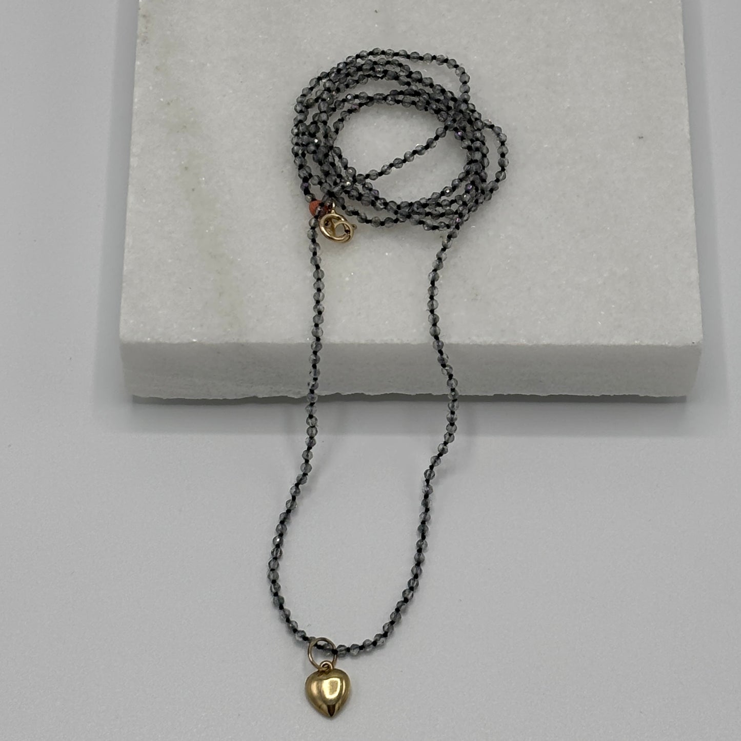 Rebecca Brenner Jewelry  ~  Tiny Faceted Labradorite with 14K Gold Heart Charm