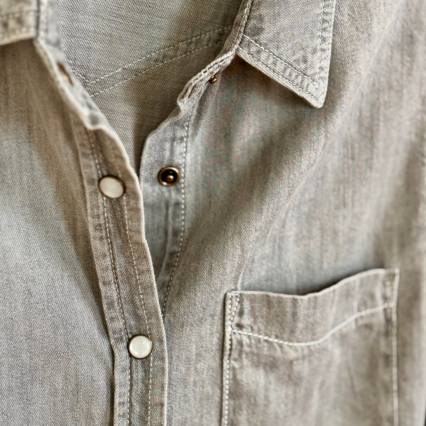 Lilla P.  ~  Denim Button Down - Gray Wash