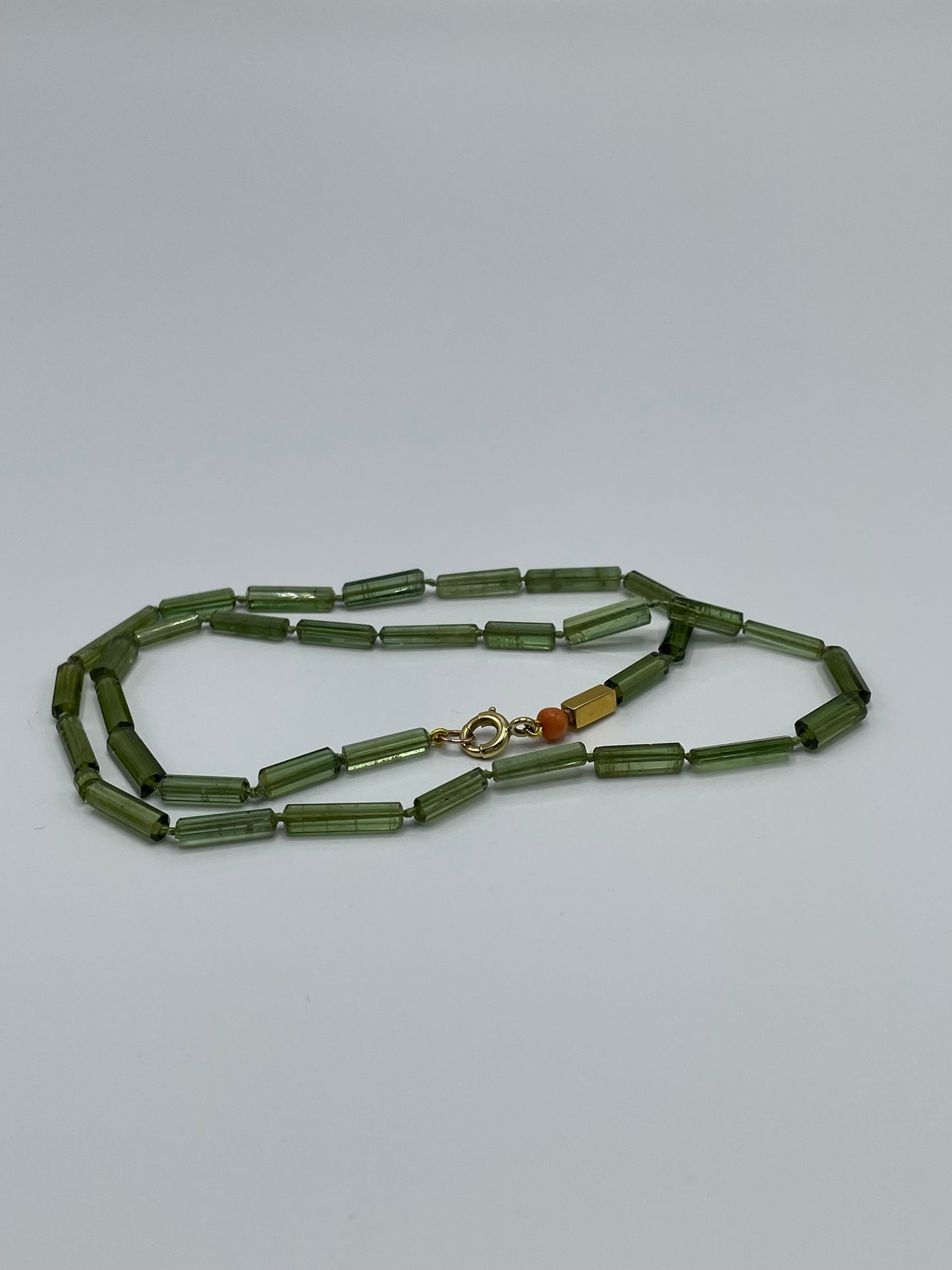 Rebecca Brenner Jewelry  ~  Green Tourmaline Tube Bead Necklace