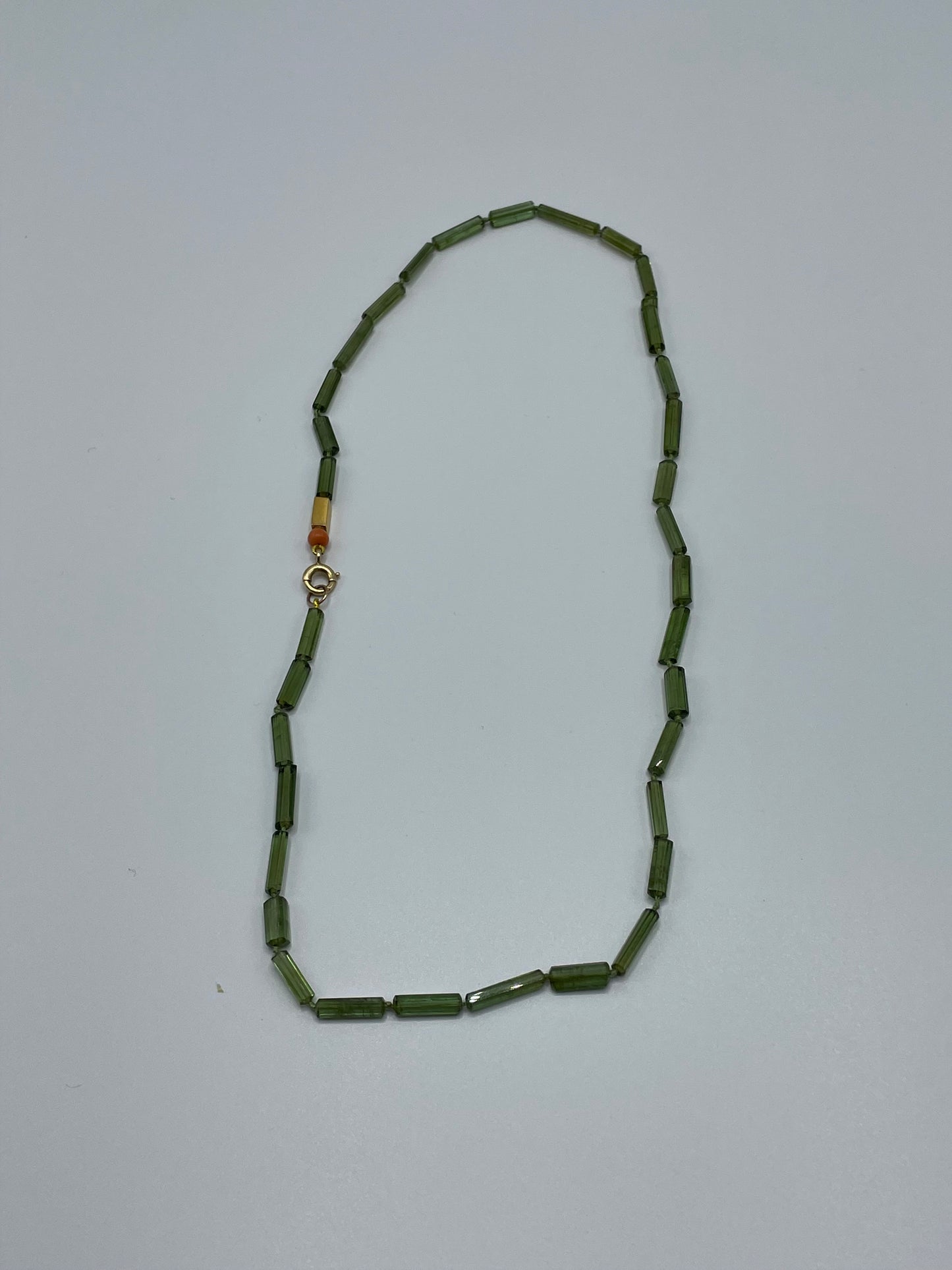 Rebecca Brenner Jewelry  ~  Green Tourmaline Tube Bead Necklace