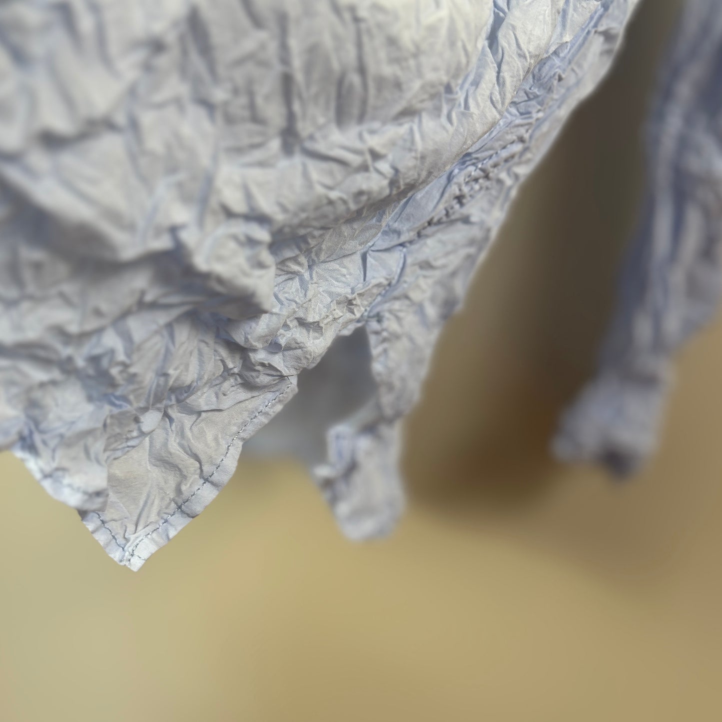 Pas de Calais  ~  Washed Cotton Crinkle Stand Collar Shirt - Saxe Blue
