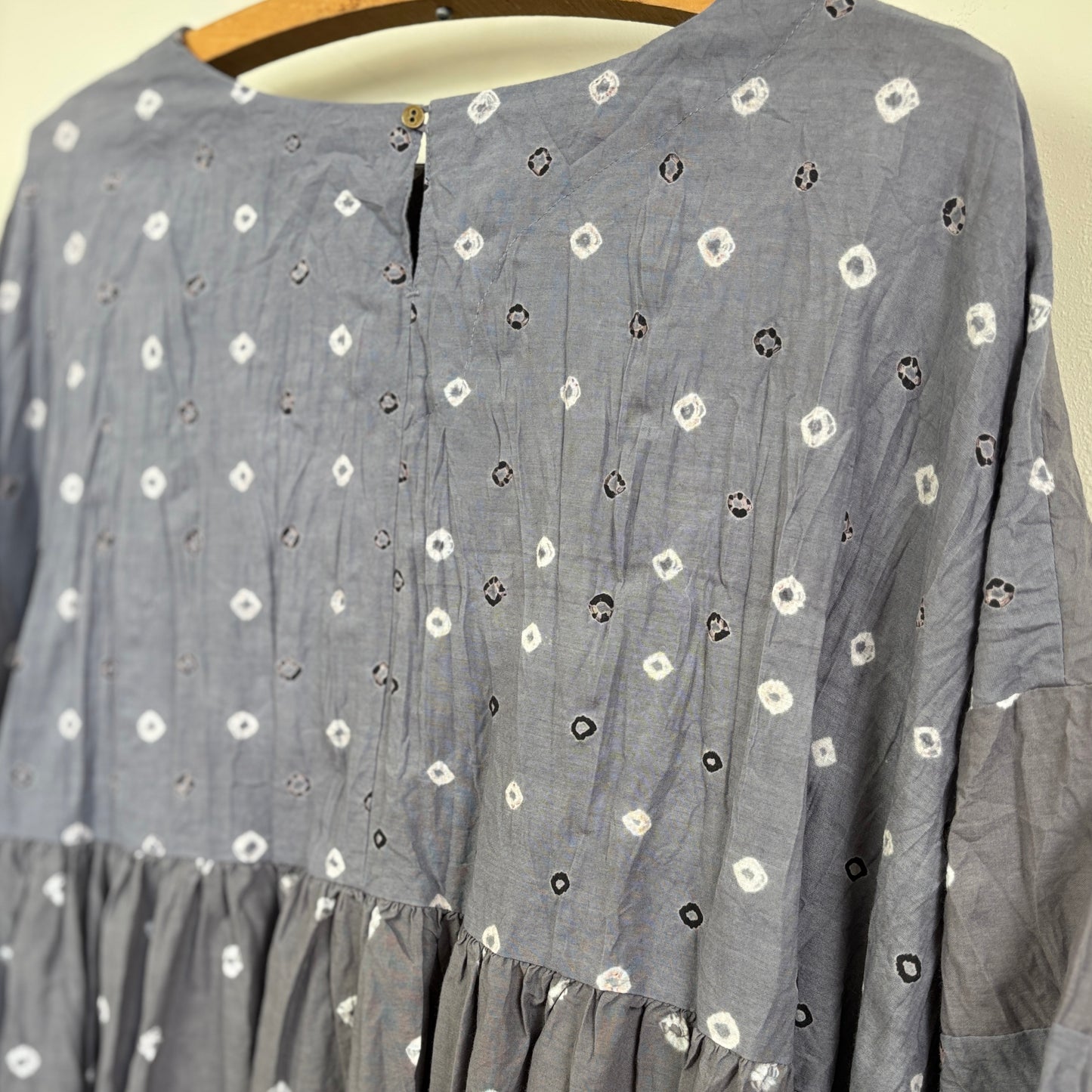 Pas de Calais  ~  Indian Lawn Shibori Summer Dress - Gray