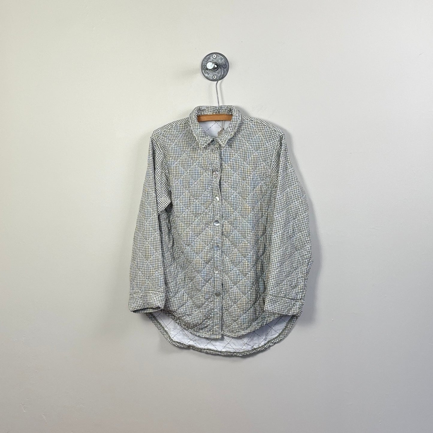 Cut Loose  ~  Crinkle Check Quilt Big Shirt - Balsam Green