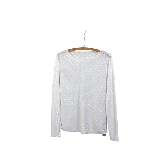 Cut Loose  ~  Mesh Dot Pearl Edge Tee - White