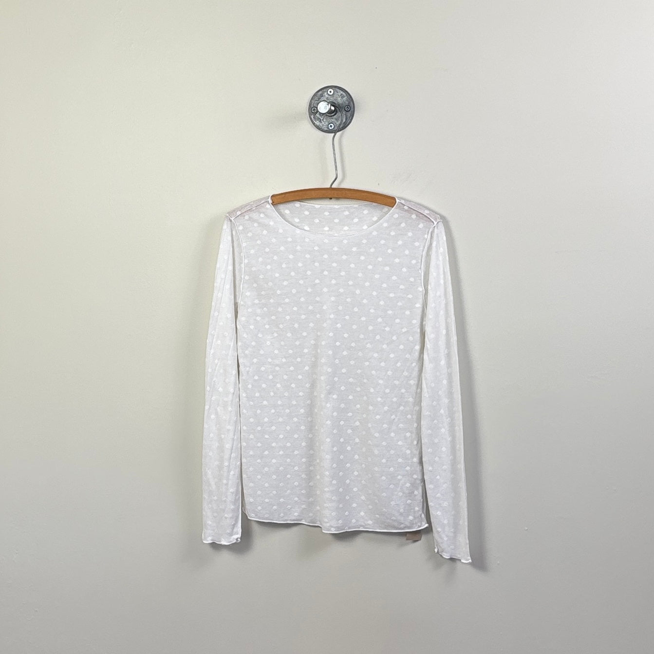 Cut Loose  ~  Mesh Dot Pearl Edge Tee - White