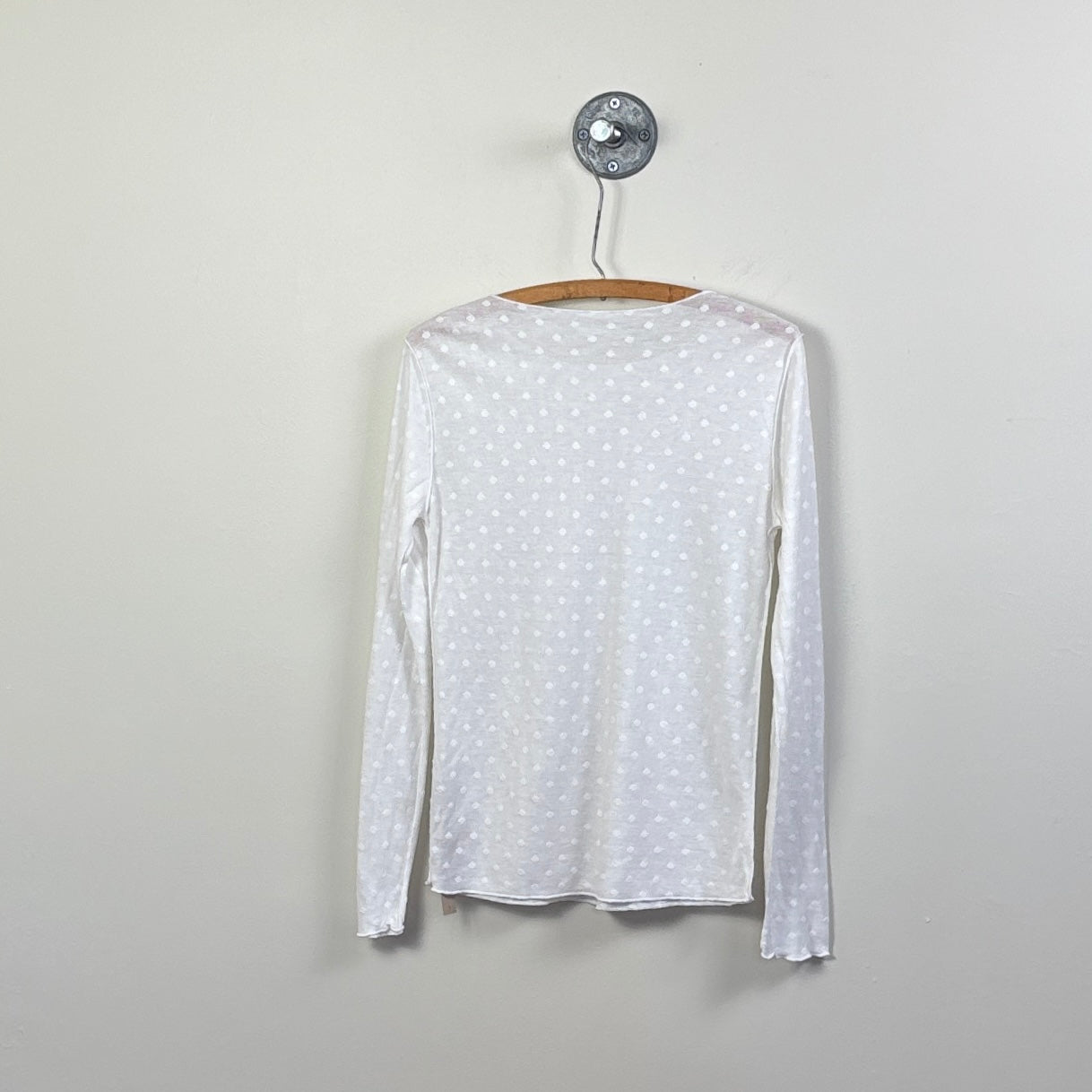 Cut Loose  ~  Mesh Dot Pearl Edge Tee - White