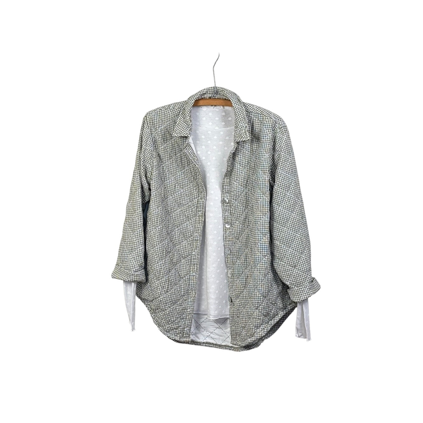 Cut Loose  ~  Crinkle Check Quilt Big Shirt - Balsam Green