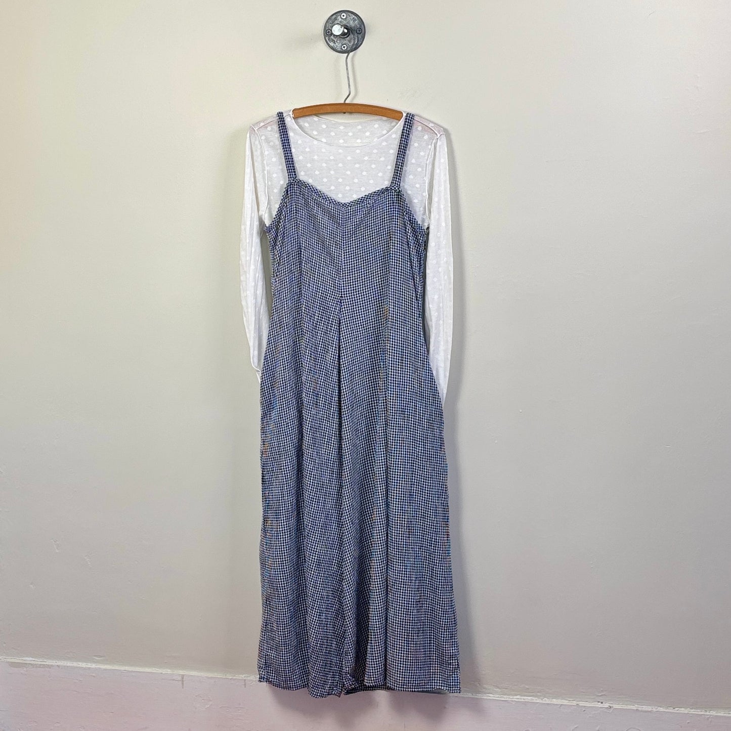 Cut Loose  ~  Crinkle Check Jumpsuit - Naval