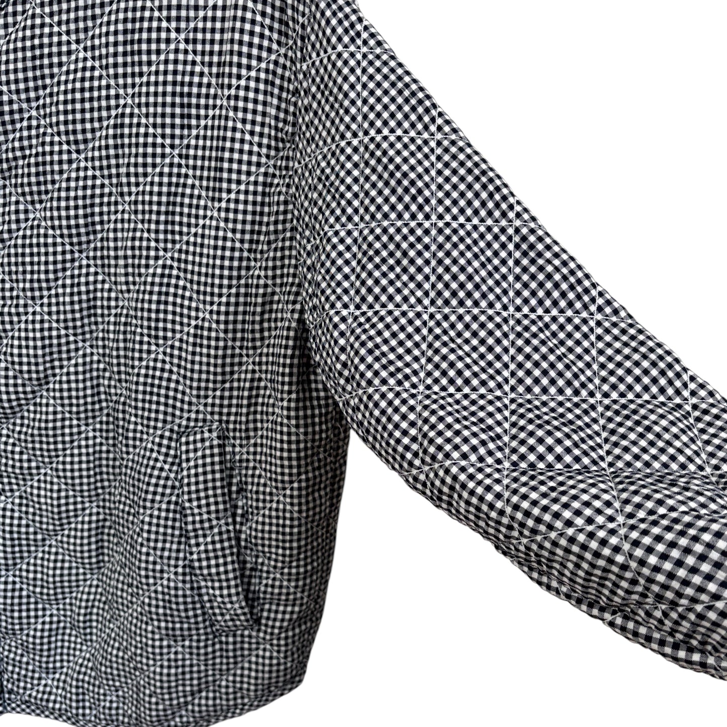 Cut Loose  ~  Crinkled Check Quilt Bomber Jacket - Naval