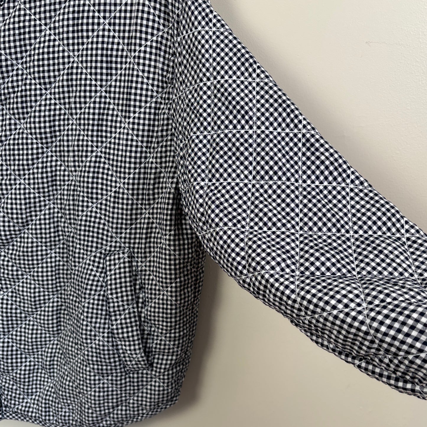 Cut Loose  ~  Crinkled Check Quilt Bomber Jacket - Naval
