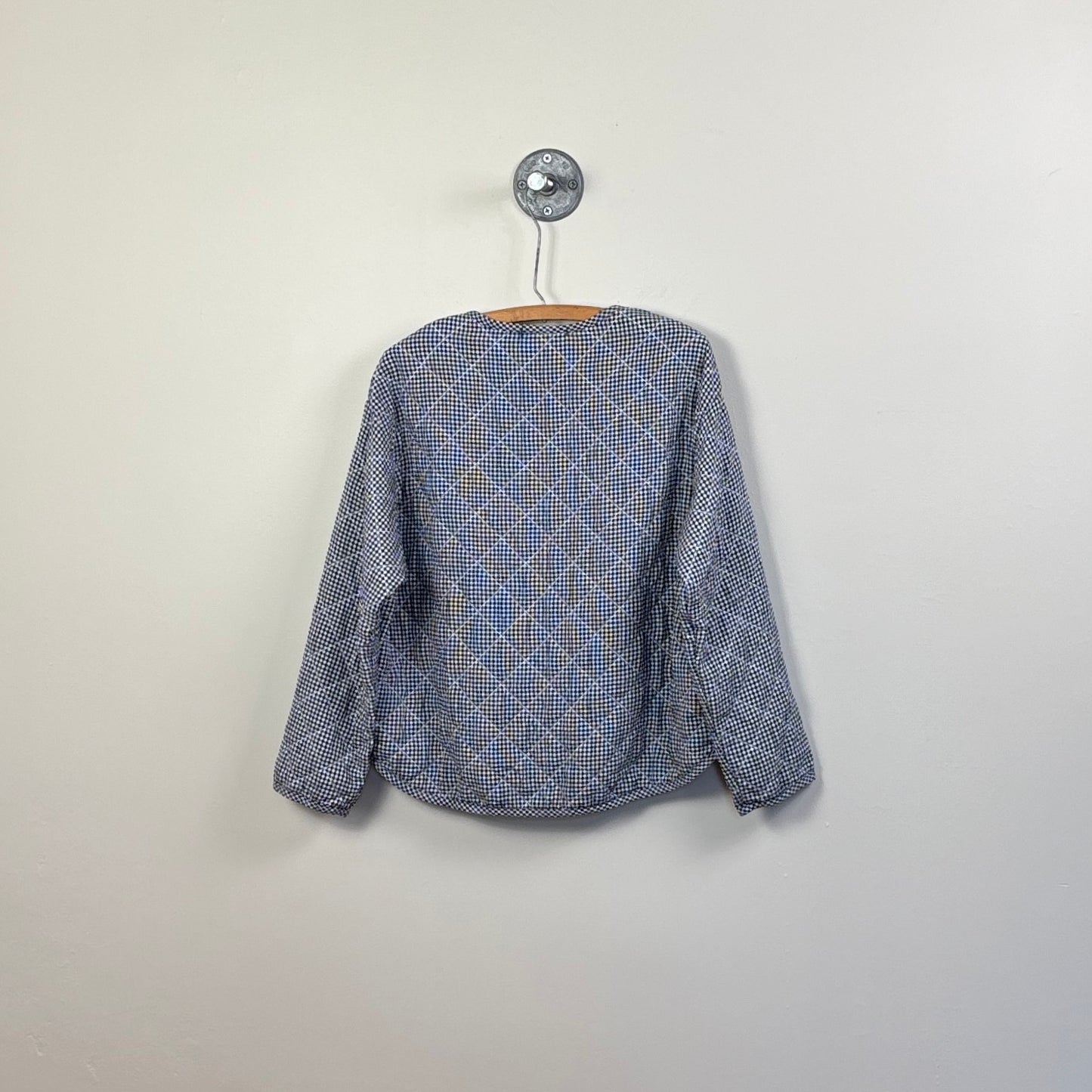 Cut Loose  ~  Crinkled Check Quilt Bomber Jacket - Naval
