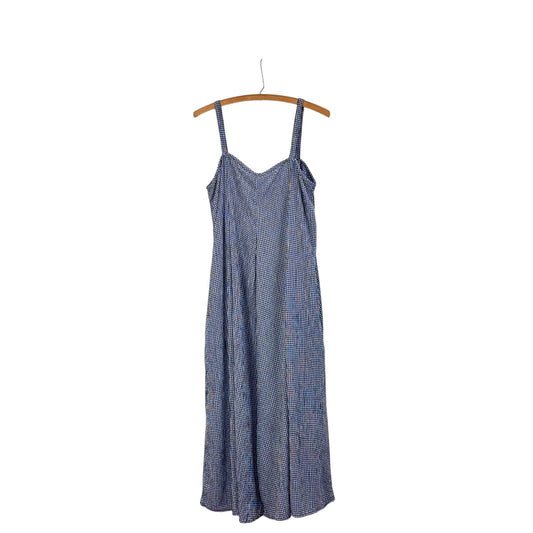 Cut Loose  ~  Crinkle Check Jumpsuit - Naval