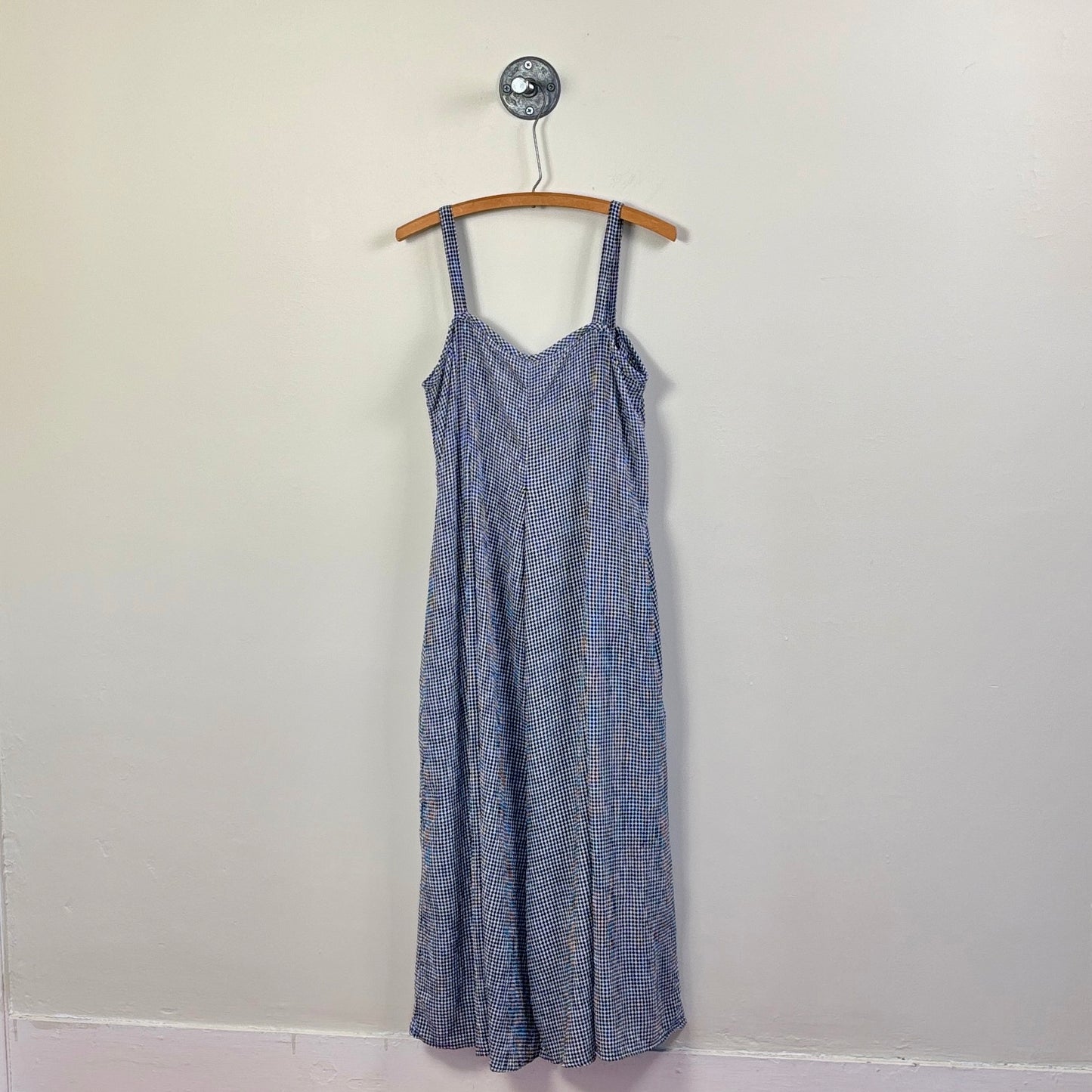Cut Loose  ~  Crinkle Check Jumpsuit - Naval