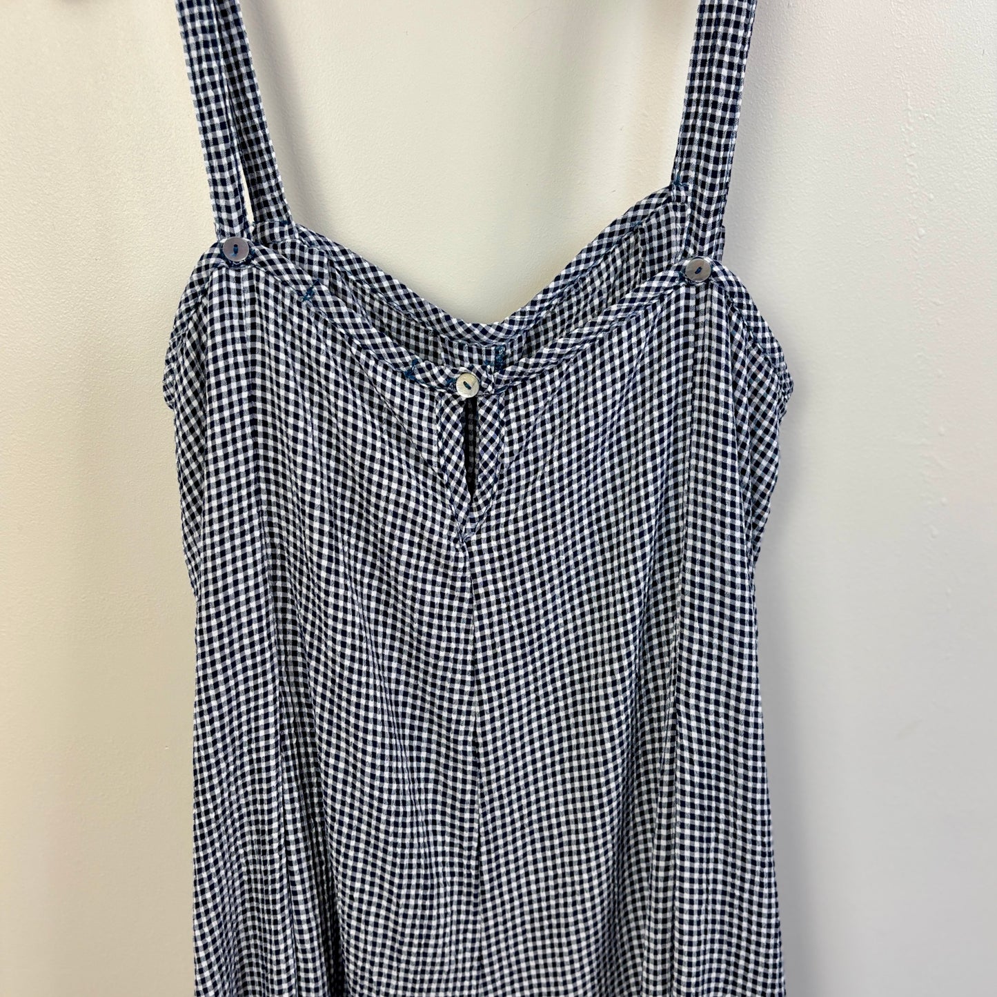 Cut Loose  ~  Crinkle Check Jumpsuit - Naval