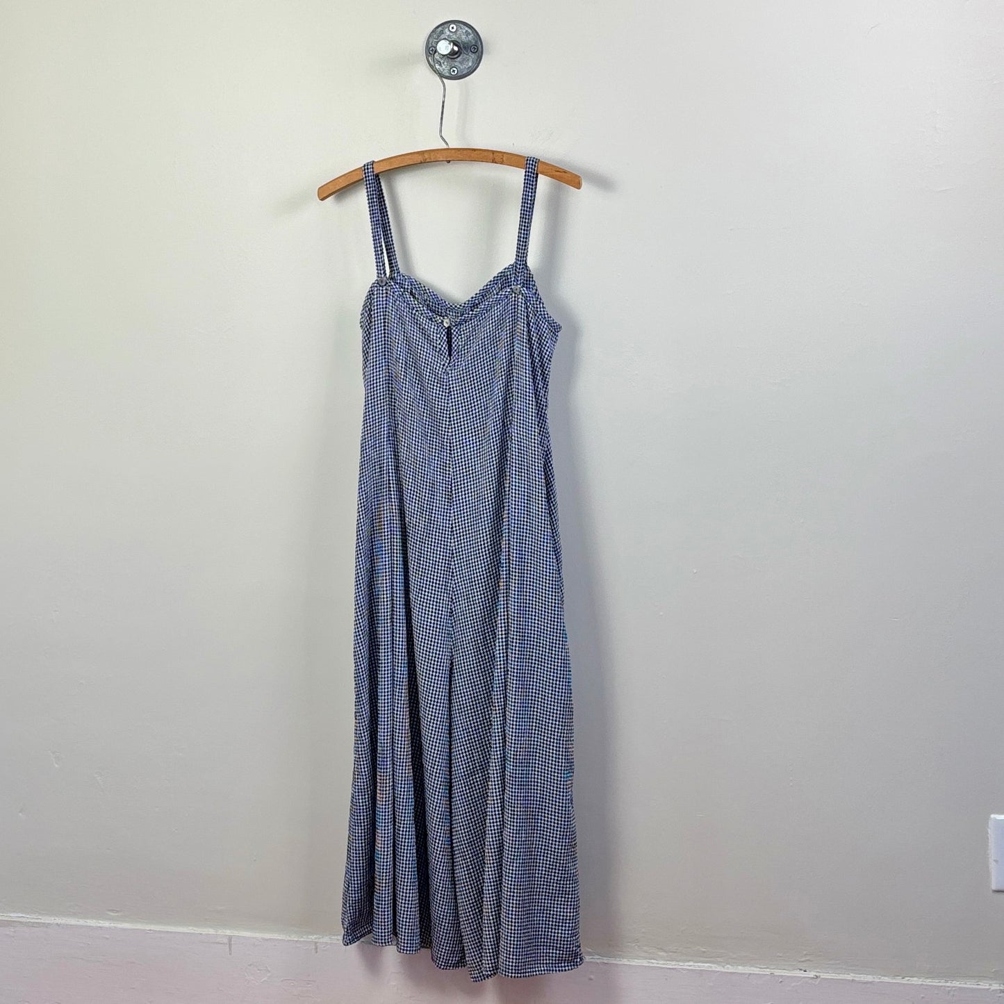 Cut Loose  ~  Crinkle Check Jumpsuit - Naval