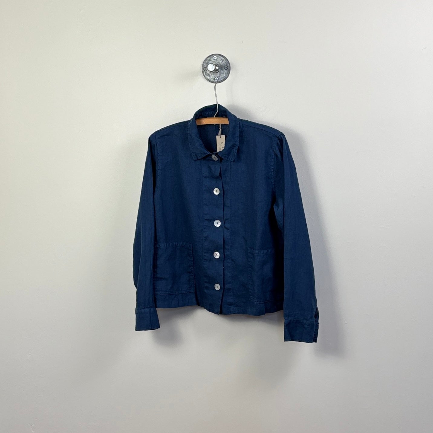 Cut Loose  ~  Solid Linen Cropped Jacket - Naval