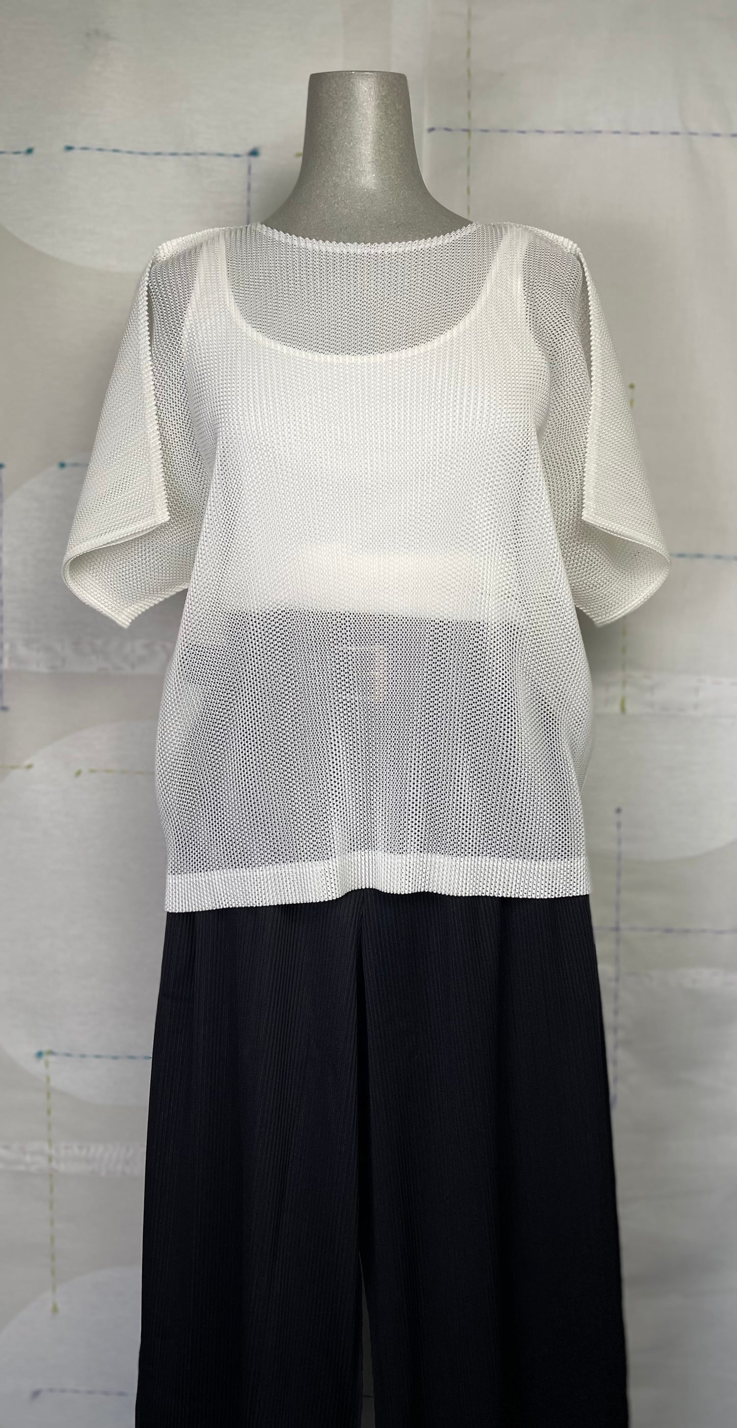 Pleats Please Issey Miyake  ~  Tatami July Mesh Top - Off White