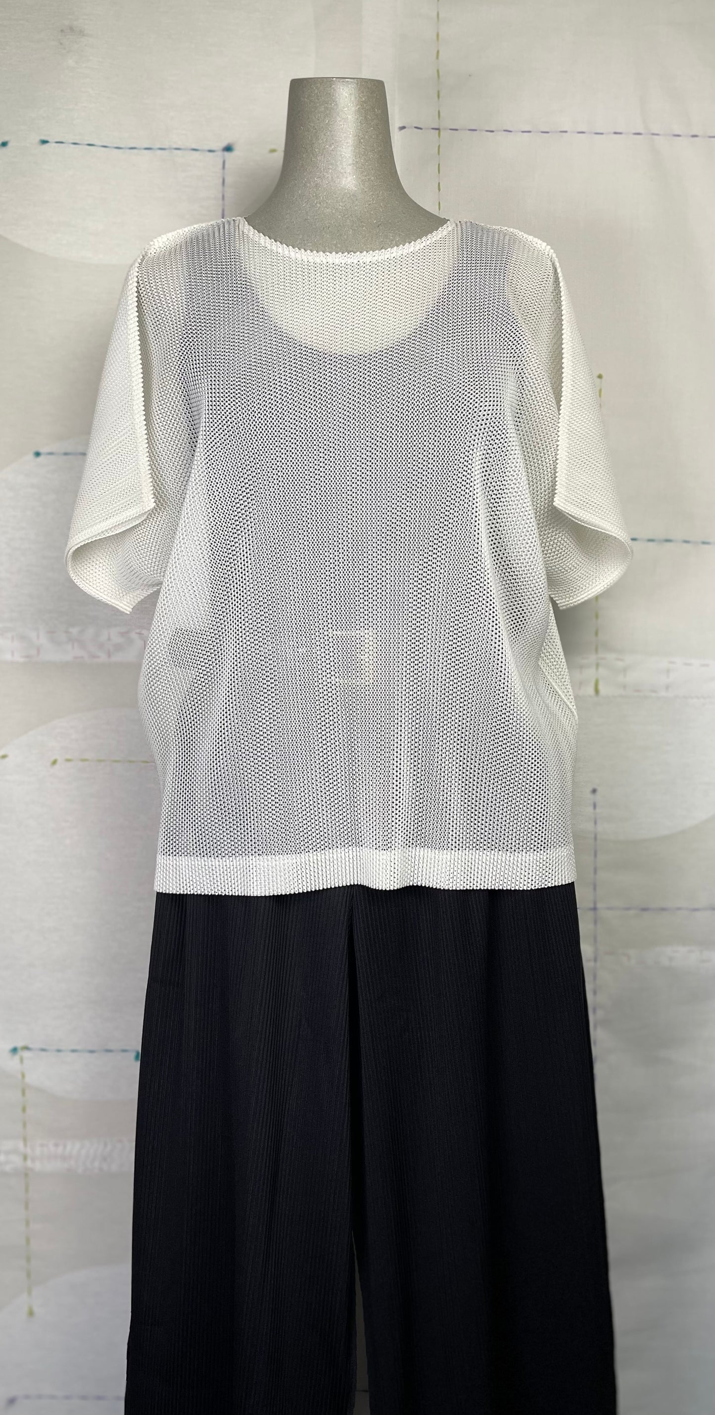 Pleats Please Issey Miyake  ~  Tatami July Mesh Top - Off White