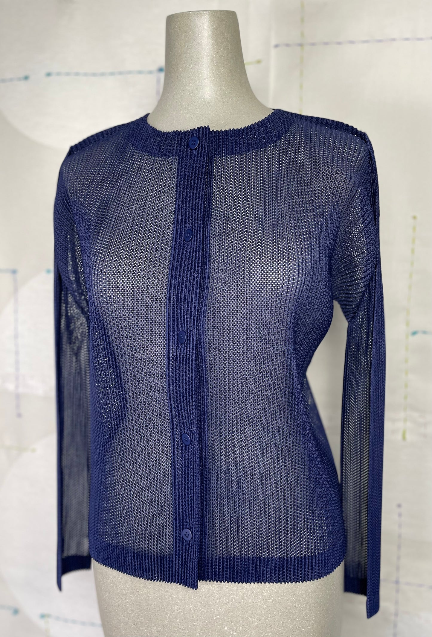 Pleats Please Issey Miyake  ~  Tatami July Mesh Cardigan - Navy