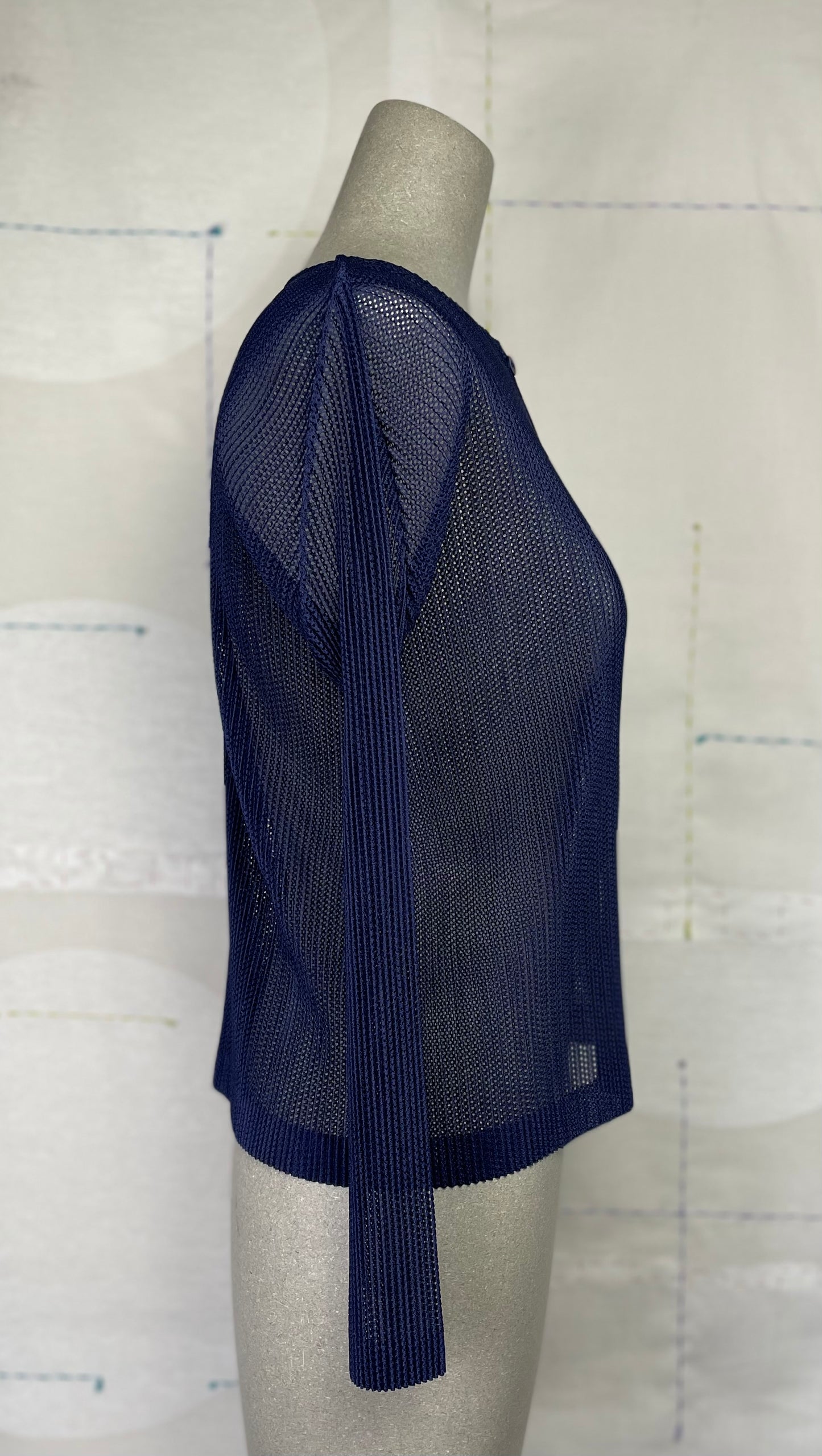 Pleats Please Issey Miyake  ~  Tatami July Mesh Cardigan - Navy