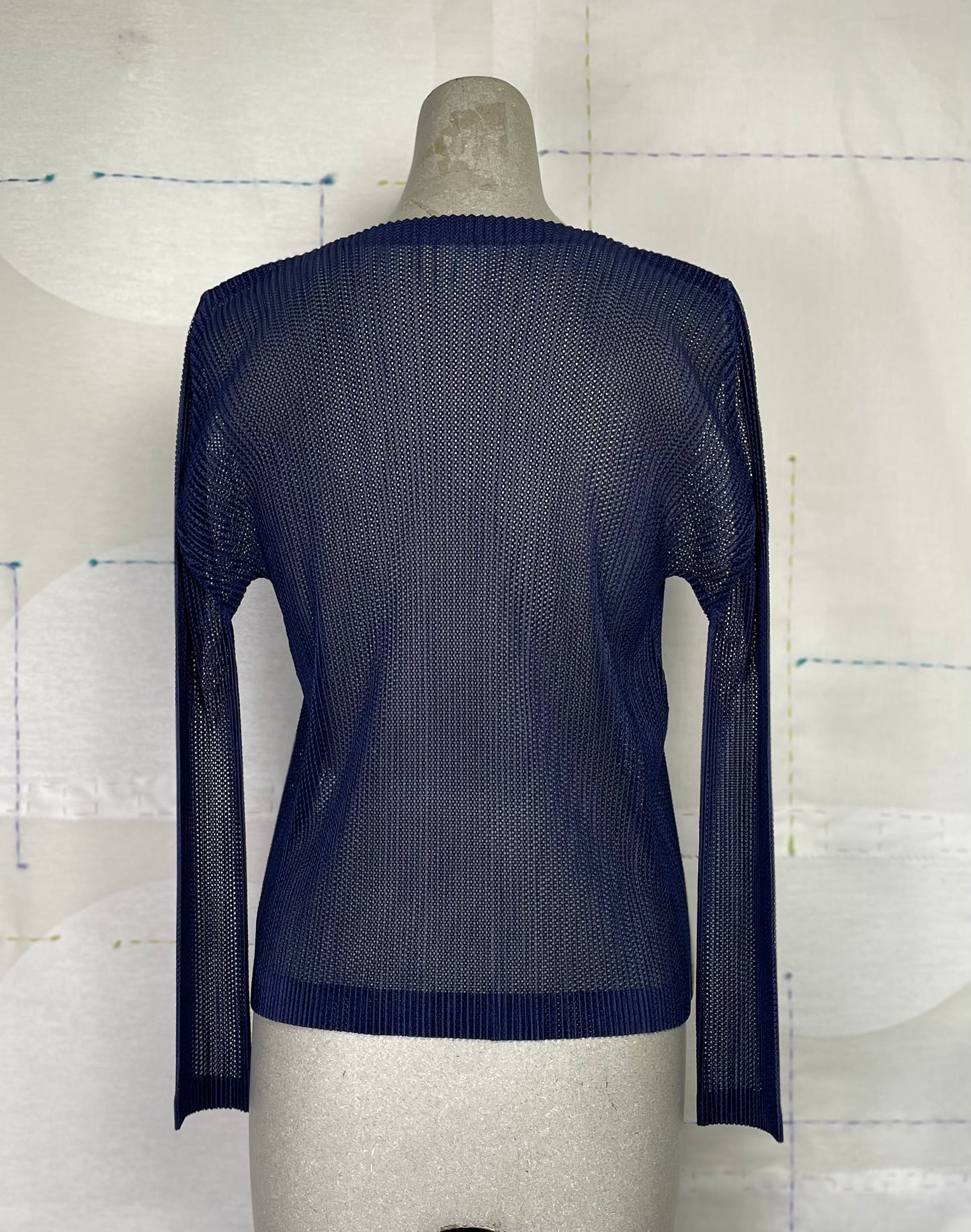 Pleats Please Issey Miyake  ~  Tatami July Mesh Cardigan - Navy