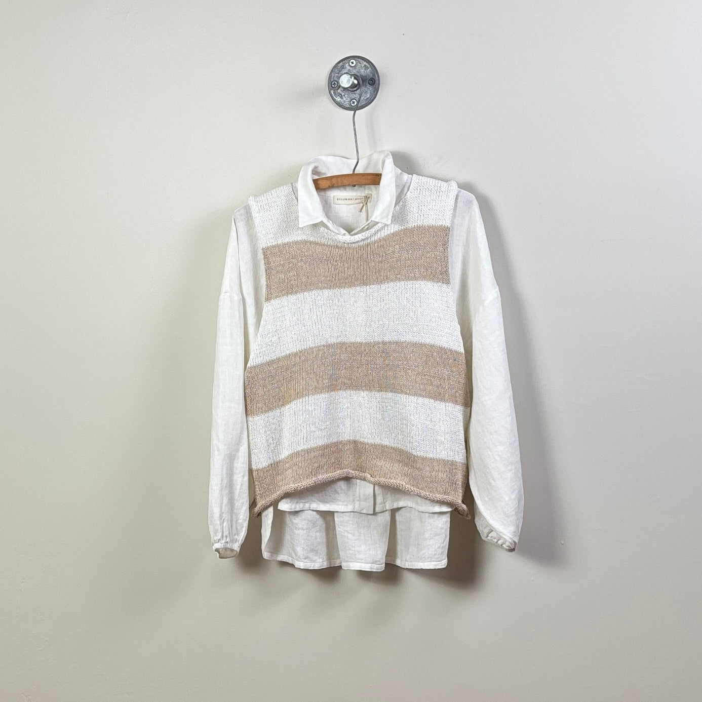 Paper Temples  ~  Simone Vest - Almond/White