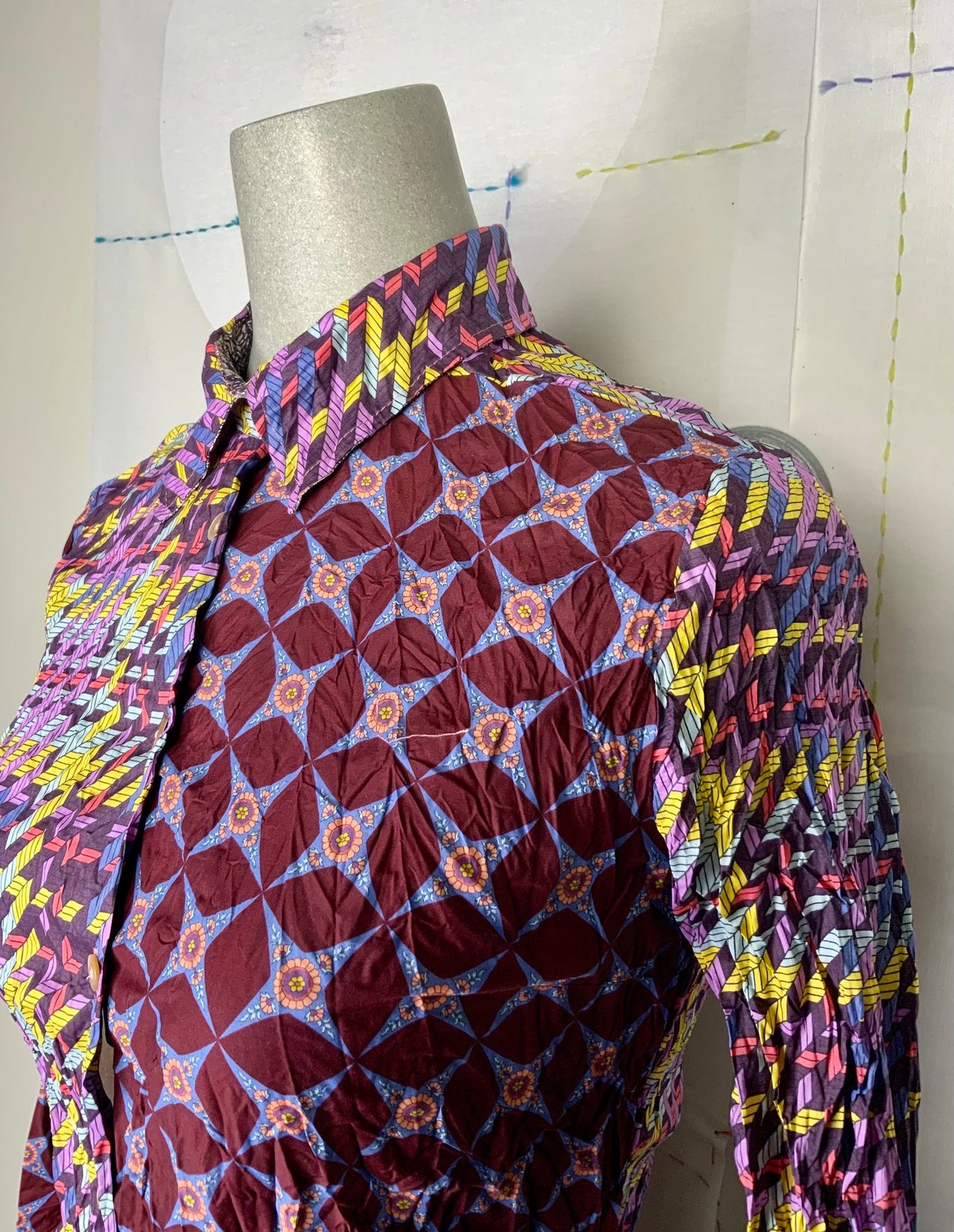 Miki Thumb Grandi Patch Crinkled Shirt-Plums
