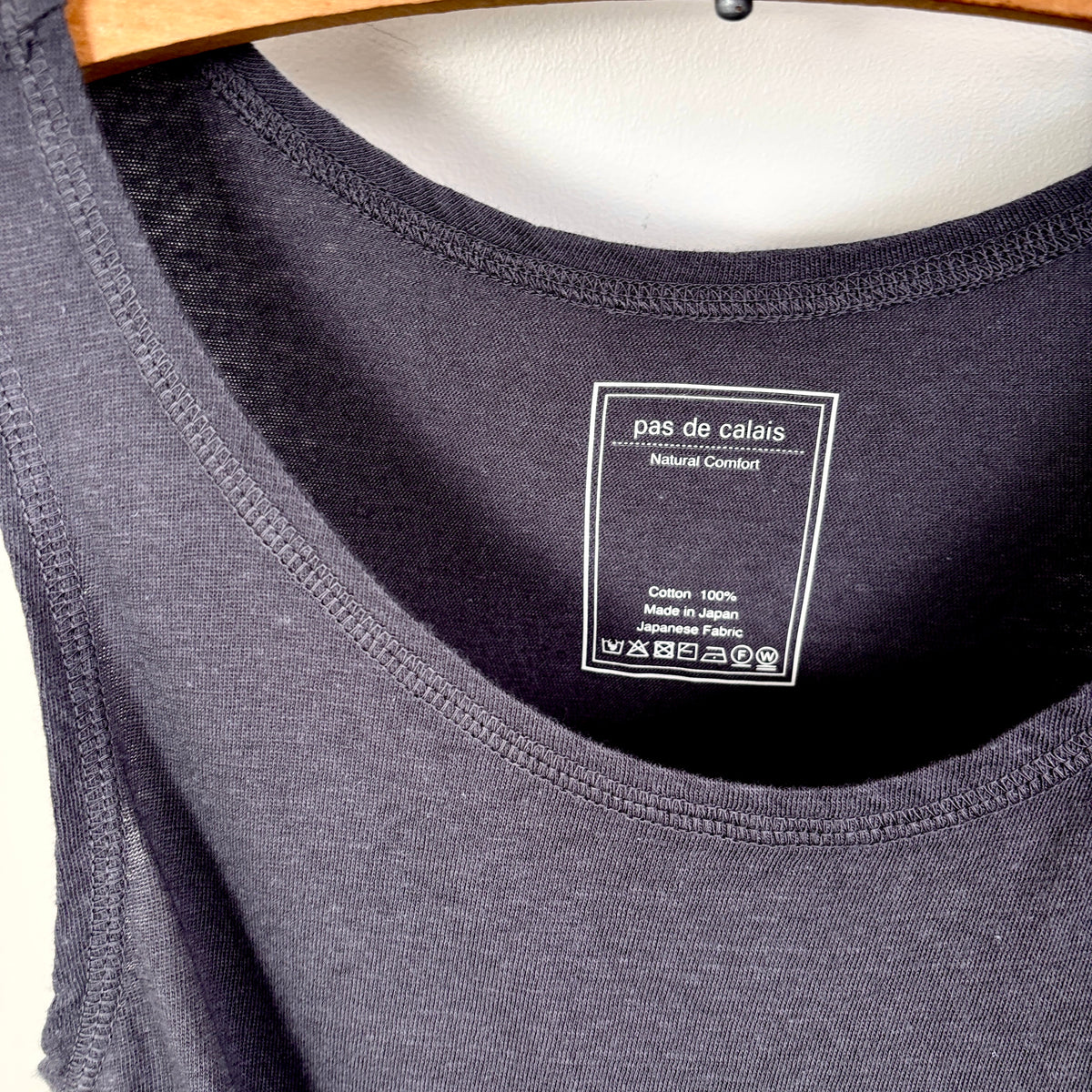 Pas de Calais  ~  Soft Cotton Jersey Tank Top - Charcoal