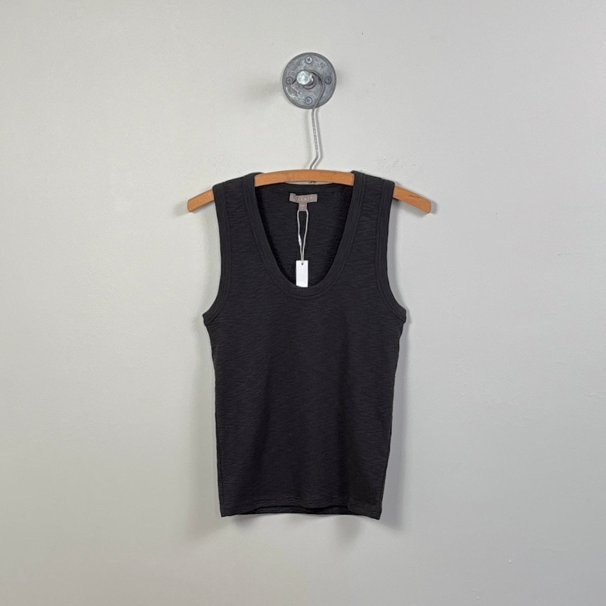 Lilla P. ~  Ribbed Slub Scoop Tank - Black