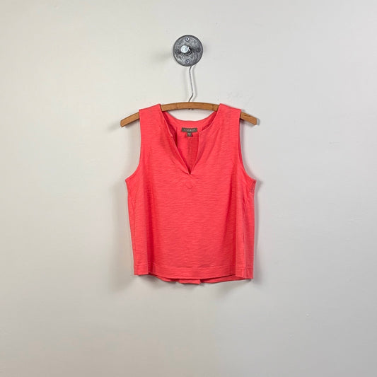 Lilla P. ~  Pleat Back Split Neck Tank - Sunkist