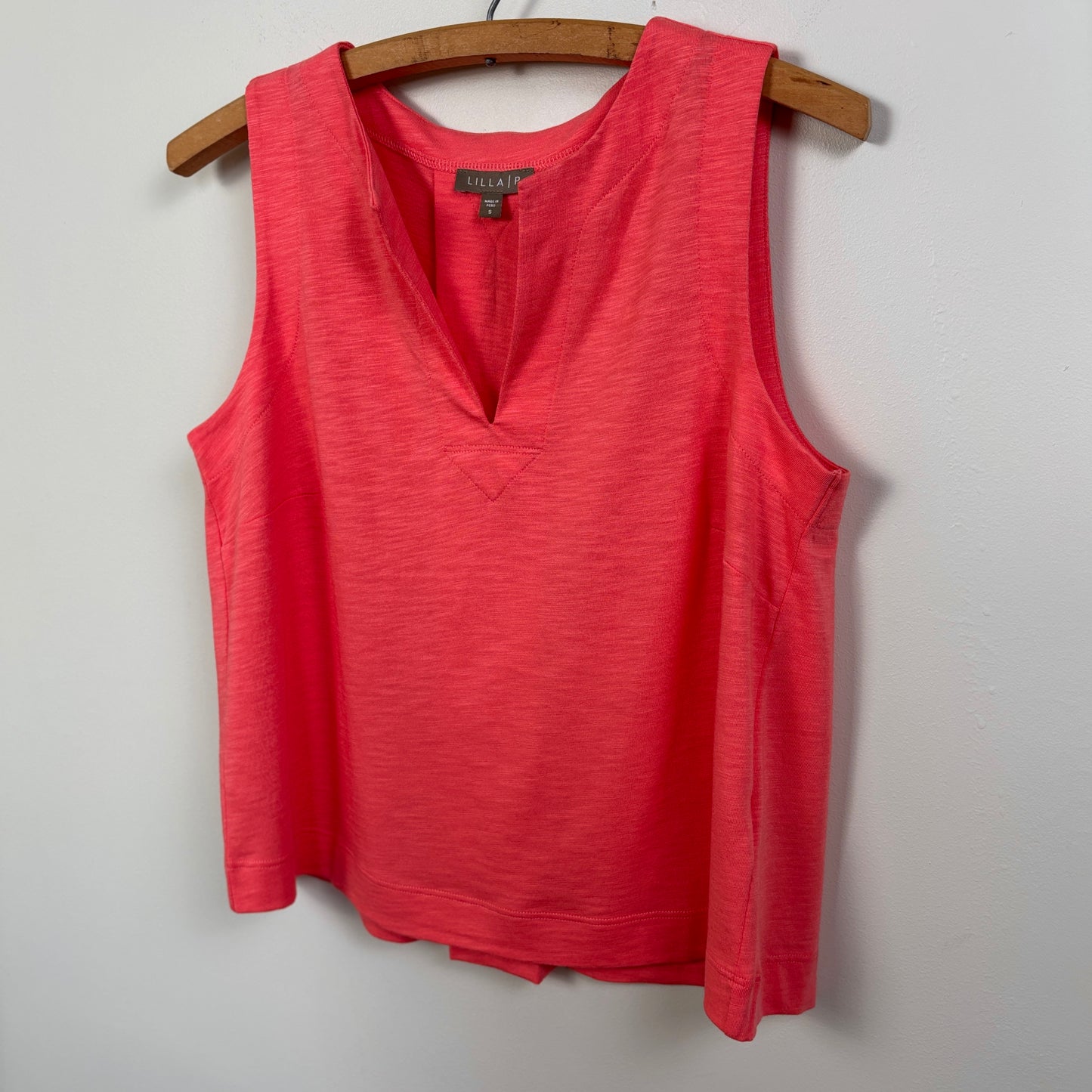 Lilla P. ~  Pleat Back Split Neck Tank - Sunkist