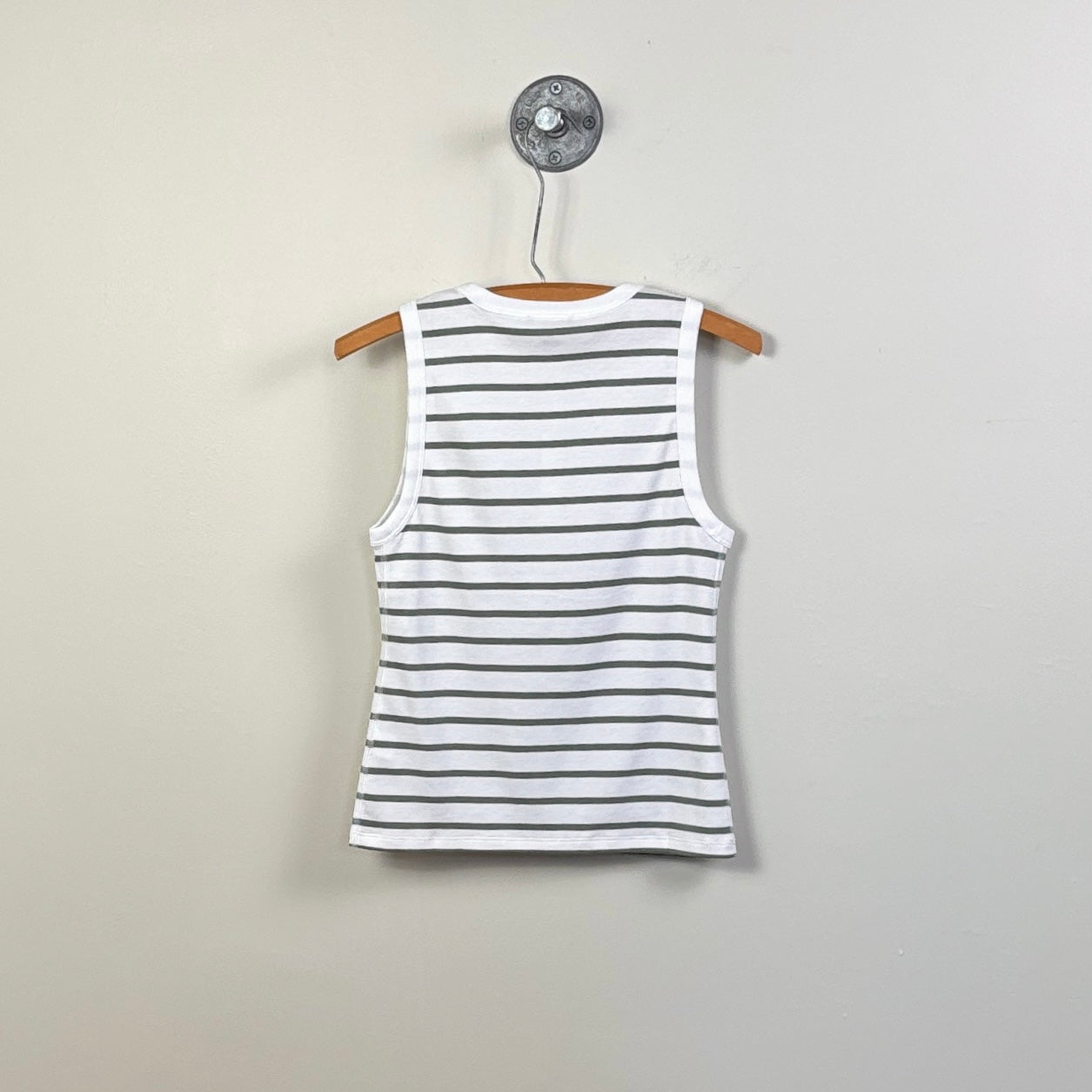 Lilla P. ~  Ribbed High Neck Tank - Sage Stripe