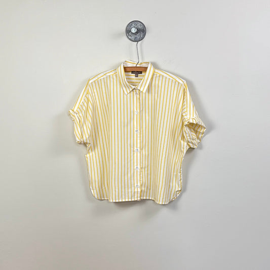 Lilla P. ~  Oversized Button Down Dolman - Sunflower Stripe