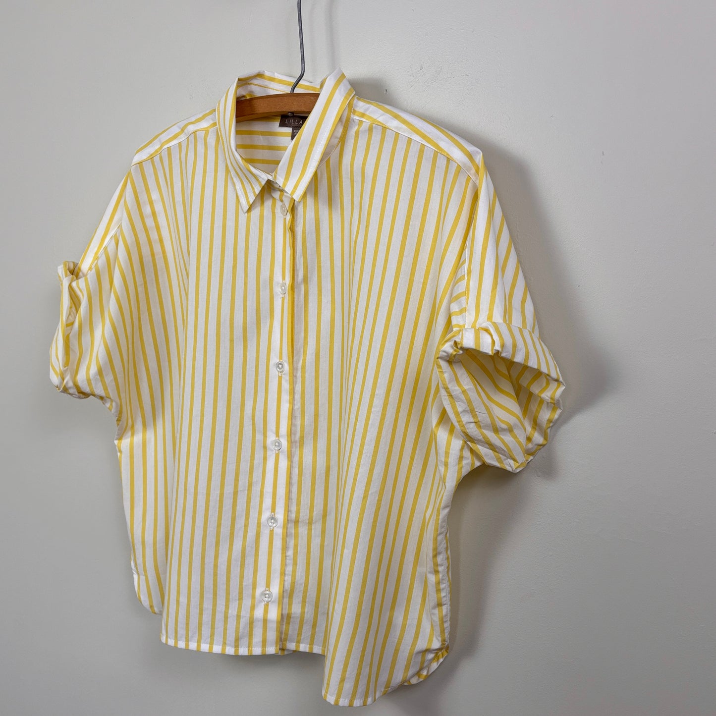 Lilla P. ~  Oversized Button Down Dolman - Sunflower Stripe