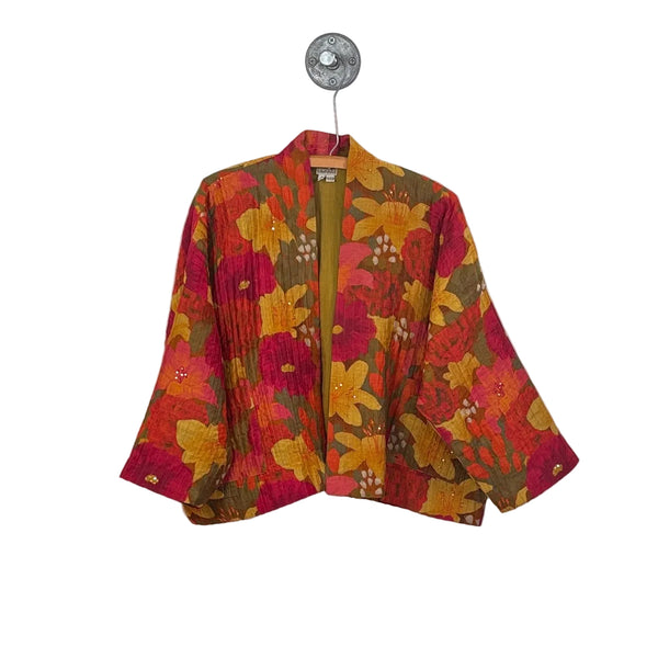Neeru Kumar  ~  Quilted Open Crop Jacket - Multi Floral
